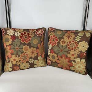 Set of 2 Canaan Company Embroidered Floral Pillows 17x17